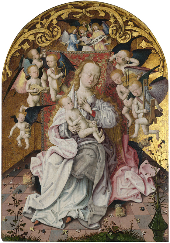 Master of the Saint Bartholomew Altarpiece, active about 1470 to about 1510 The Virgin and Child with Musical Angels about 1485-1500 Oil on oak, 52 x 38 cm Bought, 1985 NG6499 http://www.nationalgallery.org.uk/paintings/NG6499